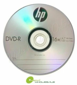 25 HP Blank 16X Logo Branded DVD-R DVD 4.7GB Media Disc in Paper Sleeve - Picture 1 of 3