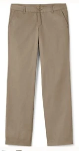Lands End School Uniform Women's Plain Front Blend Chino Pants Khaki Size 0 - Picture 1 of 7