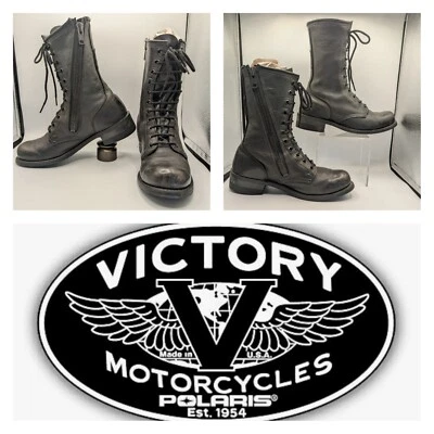 Botas para hombre Victory Motorcycles Polaris cuero negro motociclista de colección 8,5/10,5 para mujer Foto 1 de 4