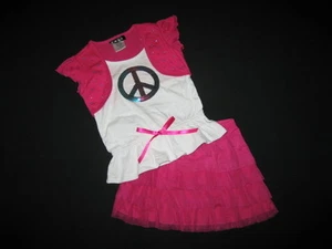 NEW "SHINY RAINBOW PEACE" Skirt Girls Clothes 4 Spring Summer Boutique Kids - Picture 1 of 1