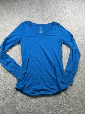 Mossimo рубашка Y2K маленький синий длинным рукавом повседневный футболка Crewneck легкий топ - Изображение 1 из 4