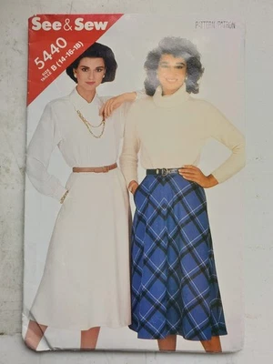 Vtg Butterick Pattern 5440 Flared Skirt Bias Cut Midi Pocket Miss 14 16 18 UNCUT - Image 1 of 4