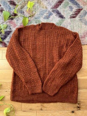 Handmade Cosy Snuggly Knitted Burnt Orange Jumper Size XL - Image 1 of 4