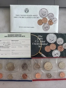 1989 P&D Mint Set Brilliant Uncirculated US with Envelope & COA (10 Coin Set) - Picture 1 of 3