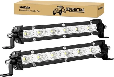 30W Flood Beam Car Led Light Bar Single Row Supper Slim LED 12V 24V 2 Pcs 7 inch - Image 1 of 4