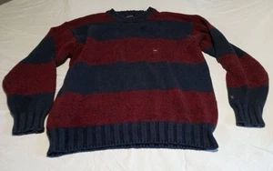 Vintage GANT Cotton Striped Crewneck Sweater | Burgundy/Navy Size Large - Picture 1 of 6