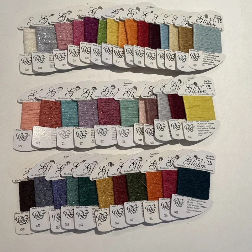 Rainbow Gallery Lot Of 37 GLISTEN-Sparkling Wool Braid-Needlepoint/Cross Stitch - Image 1 of 3