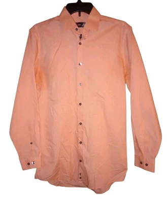 J. Ferrar Men’s Slim Fit Dress Shirt Orange Long Sleeve Size M 15-15 1/2_ 32-33 - Image 1 of 3