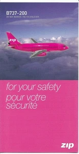 Safety Card - Zip - B737 200 - Air Canada Fighting Brand - c2002 (S4851) - Picture 1 of 1