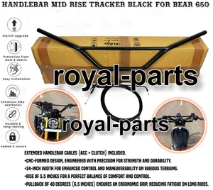 HANDLEBAR MID RISER TRACKER BLACK FIT FOR ROYAL ENFIELD BEAR 650 - Picture 1 of 23