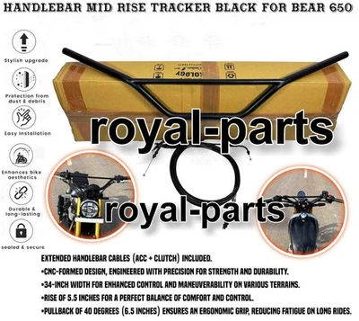 HANDLEBAR MID RISER TRACKER BLACK FIT FOR ROYAL ENFIELD BEAR 650 - Image 1 of 4