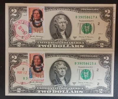 2023 STANDING BEAR Stamp $2 Dollar Federal Reserve Note FIRST DAY Covers FDC 709 - Image 1 of 4