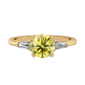 Yellow Round Diamond 14K Yellow Gold Ring 1.40 Ct IGI Lab Grown Fancy Intense - Picture 1 of 11