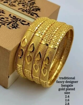 Brazaletes brazaletes de boda india para mujer étnicos de Bollywood enchapados en oro joyería Foto 1 de 4