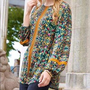 Matilda Jane At The Pumpkin Patch Top Blumenmuster Boho lose Passform Bluse Größe XL - Bild 1 von 7