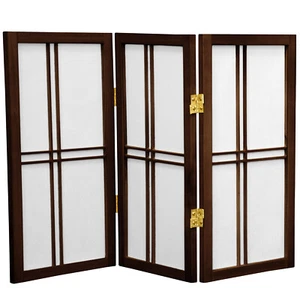 2 ft. Short Desktop Double Cross Shoji Screen - Walnut - 3 Panels - Picture 1 of 1