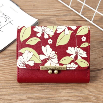 Mujeres Cartera Corta de Cuero Dama Pequeña Cartera Monedero Portatarjetas de Crédito Mini Bolso de Mano Foto 1 de 4