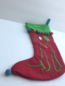 Etikett Weihnachtsstrumpf Bommeln Rüde Hündin 16" Stickerei rot grün "MAX" - Bild 1 von 7