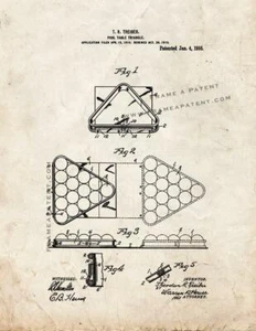 Pool-table Triangle Patent Print Old Look - Picture 1 of 3