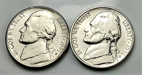 1991  P & D  Jefferson Nickel - BU Set Pulled From OBW Rolls Cover