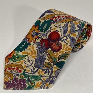 Vtg Liberty of London Mens Necktie Bright Floral Archive Print Cotton Tie.    D1