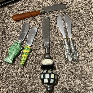 6 Cocktail Spread Knives. Vietri Italy, Vivins And Lobjoy France , Arthur Court - Picture 1 of 11