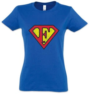Super F Damen T-Shirt Letter Gift Birthday Mother's Day fathers day Fun Comic - Picture 1 of 1