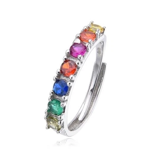 Anello Donna Trova Gioielli 5563-C Tipo Veretta Con Pietre Multicolore - Immagine 1 di 1