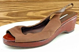 Donald J Pliner Size 8 M Brown Slingback Fabric Women Sandal Shoes Kaila - Picture 1 of 8