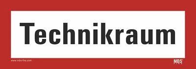 MBS-FIRE Aufkleber nach DIN 4066 Hinweisschild Feuerwehr " Technikraum " 210x74 mm
