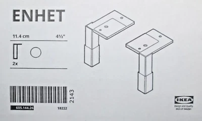 NEW SET of 2 IKEA ENHET Adjustable Legs/Feet for Base/Cabinets White 4.5" 4 1/2" - Image 1 of 4