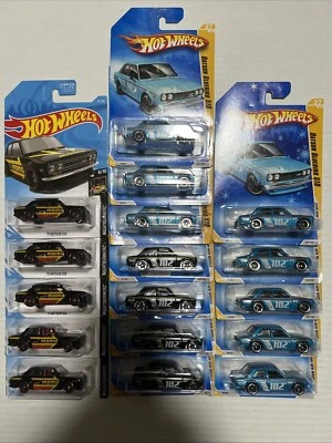 Hot Wheels Datsun Bluebird 510 Kmart Exc & Snowflake Cards Lot X 17 Read Desc - Image 1 of 4