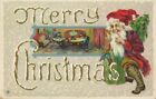 Elf Santa Family Around Table Christmas Postcard Series 250F~Antique~Toys~c1914