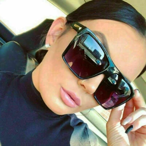 Oversized Square Flat Top Sunglasses Large Black Square Women Ladies Big UV400 - Picture 1 of 12