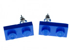Baustein Ohrstecker Miniblings stecker Ohrringe Spielzeug baustein blau Rechteck - Bild 1 von 4