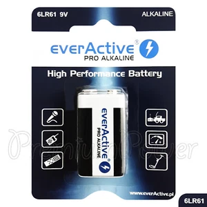 1 x everActive 9V Batería PRO Alcalina 9LR61 6LF22 E-Block Pack GRAN VALOR - Imagen 1 de 1