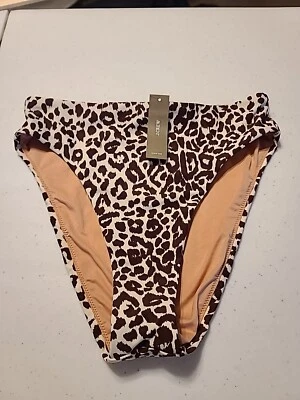 NUEVO CON ETIQUETAS J. Parte inferior de bikini Crew beige/marrón estampado animal (solo parte inferior); talla S Foto 1 de 4