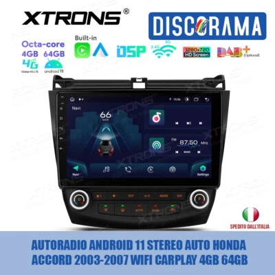 AUTORADIO ANDROID 11 STEREO AUTO HONDA ACCORD 2003-2007 WIFI CARPLAY 4GB 64GB - Immagine 1 di 4