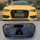 Black Front Bumper Honeycomb Grille for Audi A7 S7 2016-2018 Update to RS7