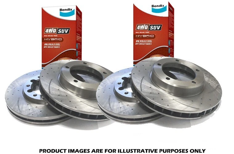 FRONT & REAR SLOTTED BRAKE ROTORS & BENDIX PADS FOR NISSAN PATROL GU Y61 - image 1 of 1