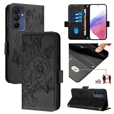 Black Rose Wallet Phone Case For Infinix Tecno Motorola ZTE TCL Ulefone Google - Image 1 of 4