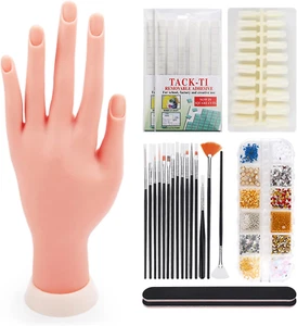 Practice Hand for Acrylic Nails:Silicone Nail Practice Hand with 200Pcs Nail Tip - Picture 1 of 12