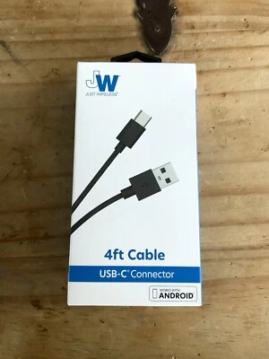 Just Wireless 4 Feet Charge Sync USB-C Charging Cable - Black - Image 1 of 4