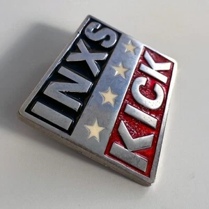 Vintage '87 INXS promo enamel metal badge Kick button Michael Hutchence band pin - Picture 1 of 3