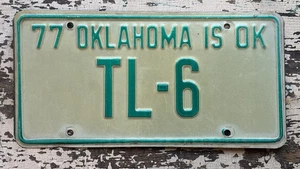 Old Garage Find 77 Oklahoma Is OK Vintage 1977 Automobile license Plate TL-6 - Picture 1 of 2