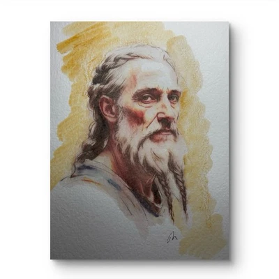 Pintura Acuarela Retrato Hombre Anciano 8x10 Original Sobre Papel Pesado Foto 1 de 2