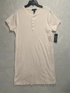 Lauren Ralph Lauren Light Pink Ribbed Night Gown Dress XL 100% Cotton - Picture 1 of 7