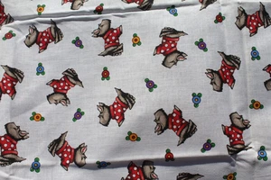 Rare Vintage Mary Engelbreit Scottie Dog, Cabbage Rose White Cotton Fabric 2002 - Picture 1 of 5