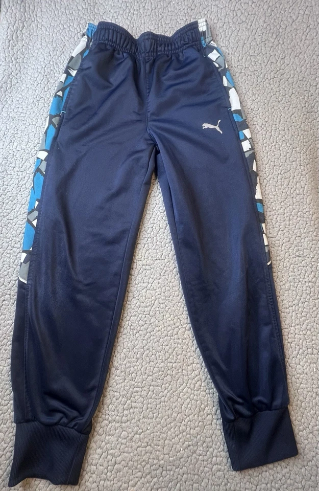 Puma Navey Blue And Gray Track Pants Little Boys Size Small 8 - Image 1 of 4