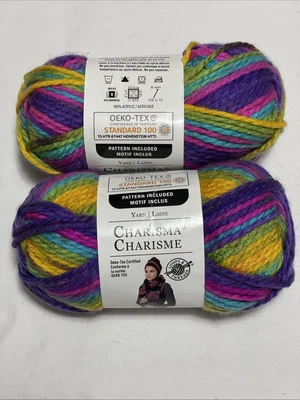 Lot 2 Skeins Loops Threads CHARISMA #5 Bulky Yarn Acrylic Passion VARIEGATED - Image 1 of 3